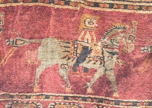 Persian horseman depicted on a felt saddlecloth from Pazyrik, fifth century BCE